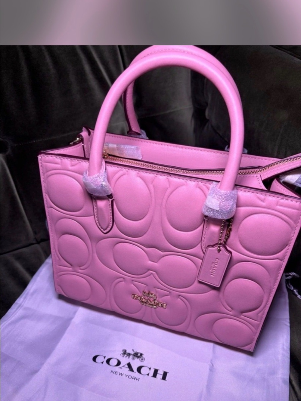 Coach Pink Quilted Signature Maggie Tote